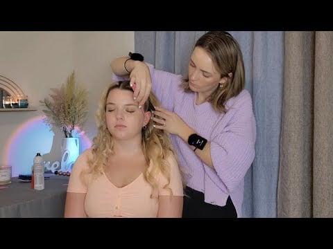 ASMR Perfectionist Curly Hair Up Do With Teasing & Hair Perfecting - Final Touches for SLEEP