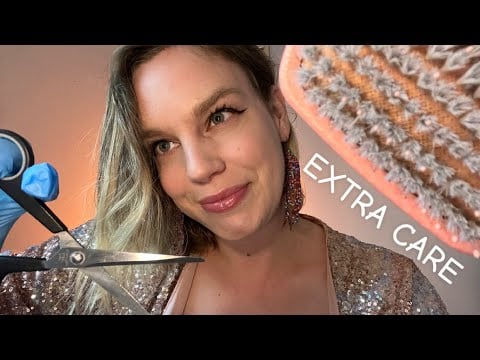 [ASMR] Therapeutic Hair Detangling & Haircut Session With Blue Nitrile Gloves