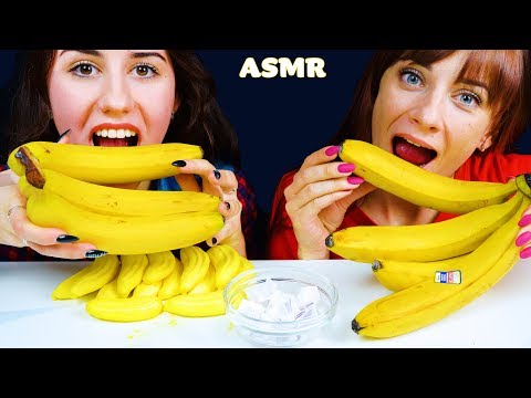 ASMR GUMMY JELLY BANANA VS REAL BANANA EATING SOUNDS NO TALKING MUKBANG