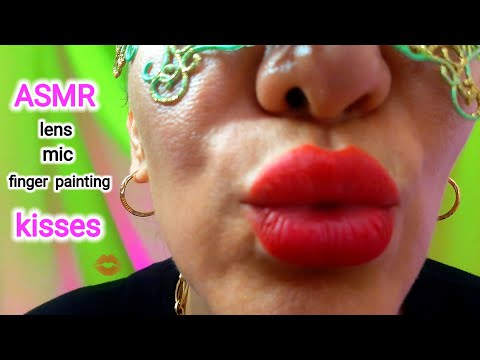 ASMR lens kisses | ASMR mic kisses | ASMR 100 kisses | ASMR finger painting you | асмр