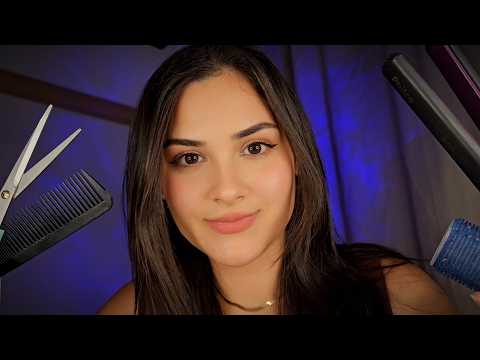ASMR 1 HORA DE CABELEIREIRA (Corte, Hidratação, Chapinha e Finalização)✨️