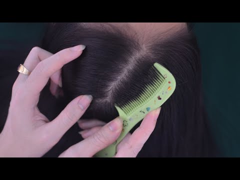 ASMR Hair Combing With Comb, Relaxing Hair Play With Breathing Sounds For Headache Relief