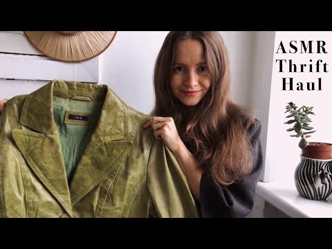 ASMR Thrift Haul 🐉 I can't believe I thrifted these designer boots 🐉 Tapping & Fabric Sounds