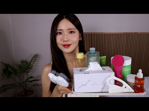 ASMR[NoTalking]자기 전 메이크업 지우는 소리와 머리 빗는 소리 | Removing your makeup before bed | Relaxing hair brushing