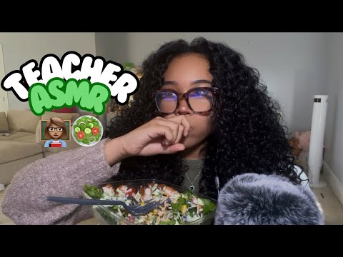 (ASMR Roleplay) your *favorite* teacher eats salad & lets class watch a movie🥗