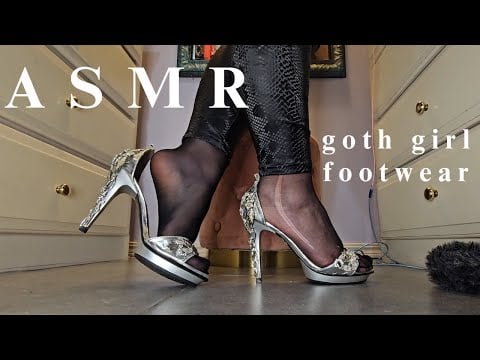 ASMR | Goth Girl Footwear | Black & Silver }Heels{&Stockings| Ambiance