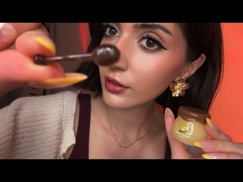 ASMR tingly personal attention 🍯 tingly lens tapping, applying lip balm, mouth sounds