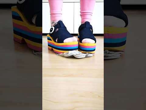 Box of eggs under cute slippers #highheels #crush #legs #foot #shorts #asmr #fun #socks #pink