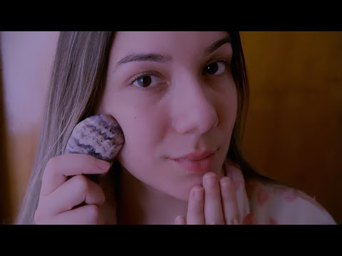 ASMR MASSAGEM FACIAL COM PEDRA E ÓLEO - RELAXE E DURMA