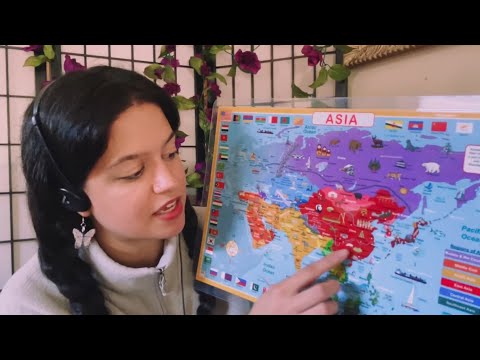 asmr • soft geography teacher | map of Asia | (part I. countries)