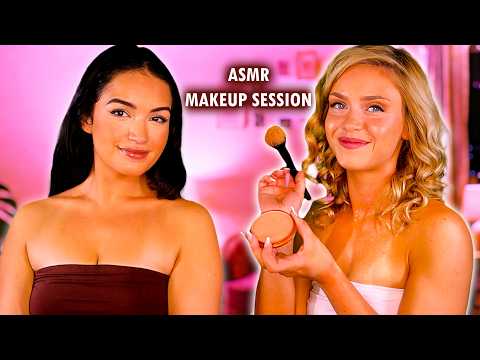 ASMR Ultra Relaxing Makeup on Best Friend 💄💕 Makeup Sounds, Face Brushing & Soft Whispers