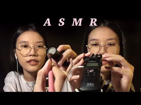 ASMR Layered Sounds ,Touching ,Brushing Mic ,Ear massage