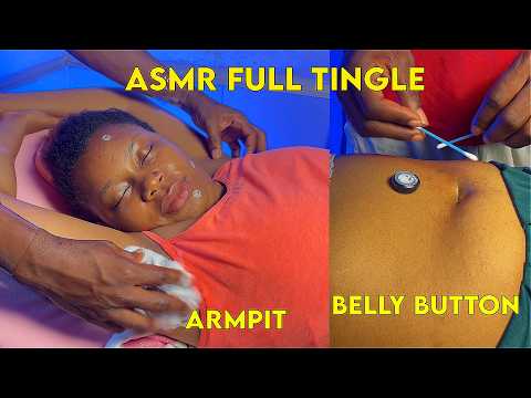 ASMR ✨ Armpit Shaving ,Tickling and Belly Button Massage with Whisper