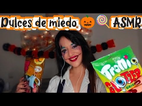 ASMR probando chucherías de Halloween 🍬🎃 sonidos dulces y escalofriantes 