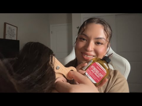 ASMR| Hair Salon Roleplay 💇🏻‍♀️- haircut, scalp oiling & hair styling