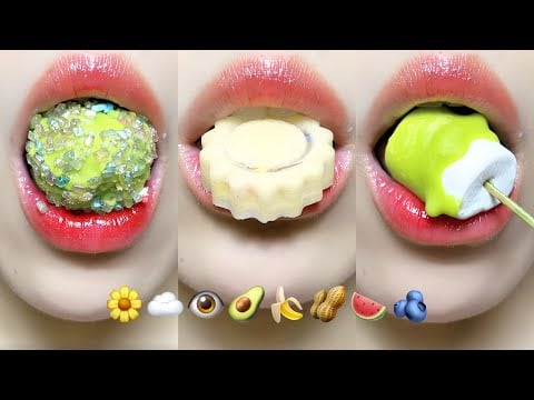 5 Minutes Asmr Eating Gummy Ball Wax Honey Candy Marshmallow Emoji Food 🌼💦🥑