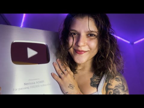 ASMR 100K 🥳 Unboxing da plaquinha de 100K de inscritos + sussurros