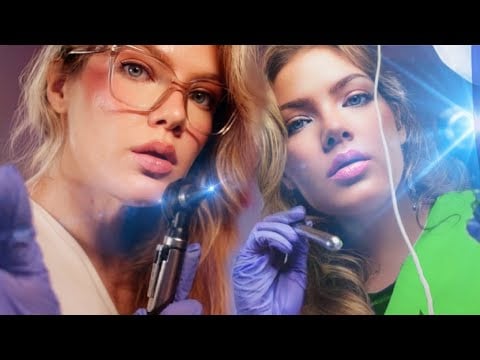 ASMR Bedside Medical Attention | Ear to Ear up Close Whispers, Otoscope, Eye, Orbital Exam, Binaural