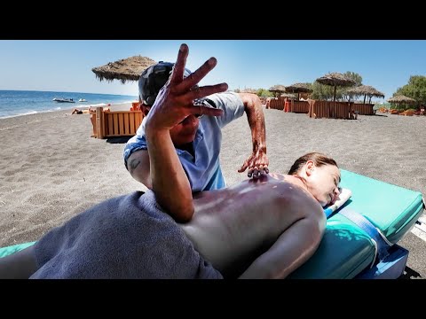 Inigualable MASAJE CHINO en una PLAYA DE SANTORINI, Grecia 🇬🇷