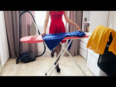 How I ironed clothes and vacuumed in the room in high heels. ASMR