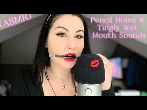 ASMR Pencil Noms & Wet Mouth Sounds (no talking)  ✏️ 👄