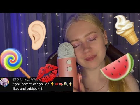 #7 emoji challenge | fake food | ear | kisses | #asmrminuha #asmr