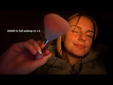 ASMR Slow Face Brushing with Rain Sounds + White Noise