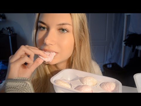 ASMR Eating Mochi Ice Cream / Mouth Sounds & Whispering