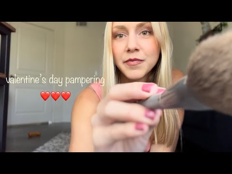 [ASMR] 🥀 VALENTINE’S DAY PAMPERING 🥀 feat. face brushing, affirmations, tapping, scratching ❤️