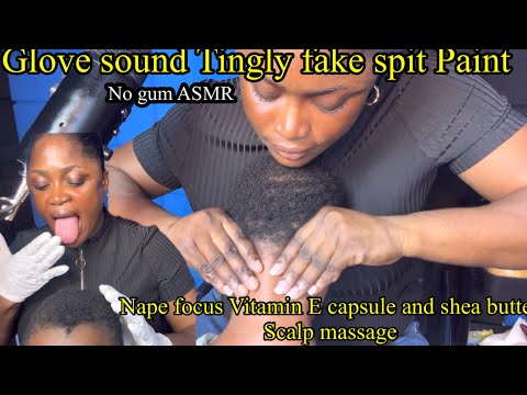 ASMR ✨Mouth sound spit painting, NAPE pressure point scalp  massage