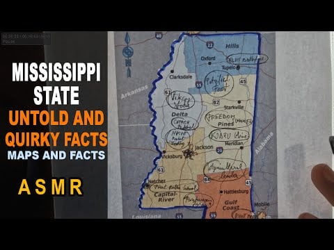 ASMR: MISSISSIPPI state - The Untold and Quirky FACTS | Map outline with facts | ASMR maps and Facts