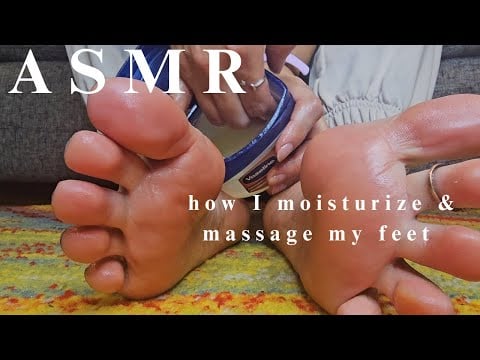 ASMR | Moisturizing & Massaging my feet |Routine|