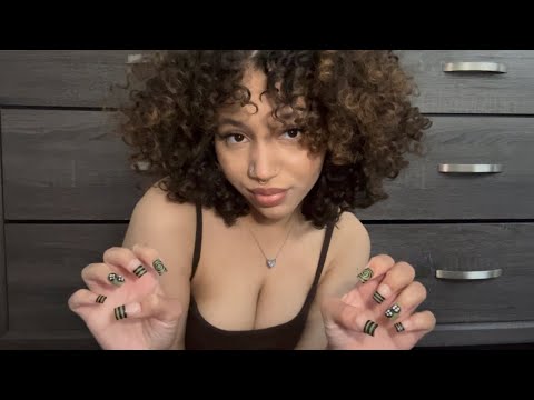 ASMR: Up Close Mouth Sounds and Fabric Scratching With My New Nails! 