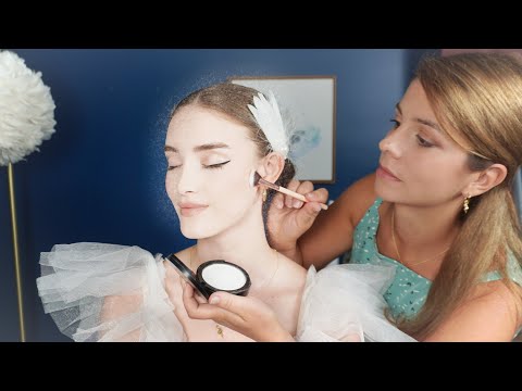 ASMR Dreamy White Swan Hairstyling, Accessories and  Makeup Application | Soft Spoken