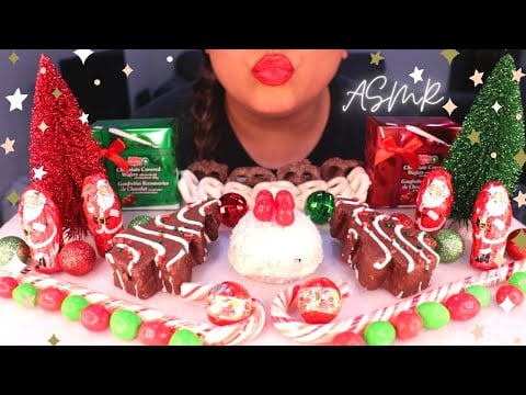 ASMR CHRISTMAS TREATS MUKBANG 먹방 (EATING SOUNDS) *SOME WHISPERING* | Mandy Foods ASMR