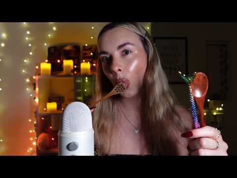 ASMR for those who love tingly mouth sounds 👄🍯 (honey, paint, spoon, nail tapping)