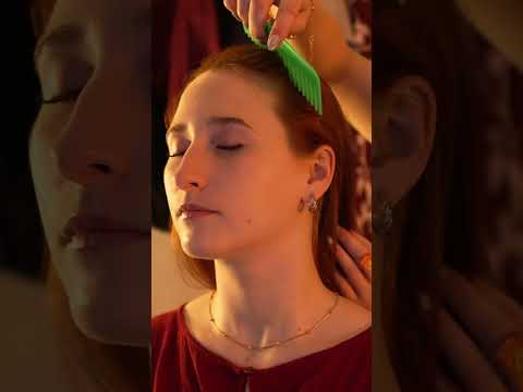 asmr hair comb on a real person