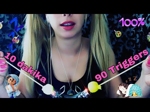 Türkçe asmr / 10 dakikada 90 TRİGGERS (uykuya yardımcı sesler ) relax 💤 NO TALKİNG