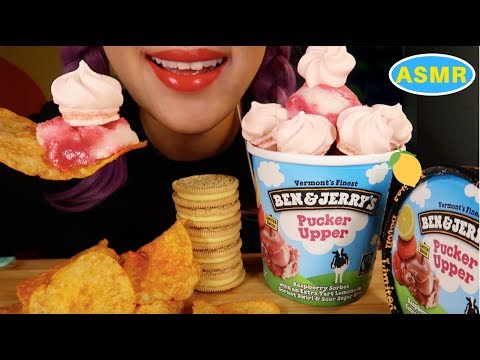 ASMR BEN&JERRY PUCKER UPPER+LAY’S BBQ CHIPS EATING SOUND |셔벳 아이스크림+바베큐맛 감자칩 리얼사운드 먹방|CURIE.ASMR