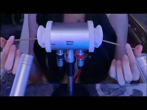 Tingly Ear Cleaning ASMR with Goose Feather, Cotton Swabs & Heartbeat Sounds / 2Hr (No Talking)