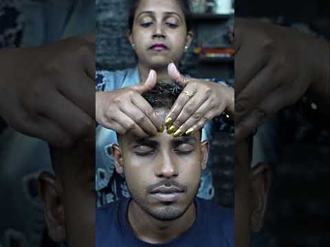 Indian Lady Barber Oily Head Massage For Deep Sleep #shorts