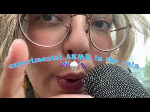 ASMR in the rain with mouth sounds ⛈️☔️🌈