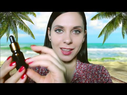 ASMR face massage | face brushing | relaxing beach 🌴✨