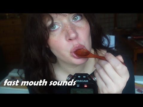 FAST & AGGRESSIVE mouth sounds with face touching, no talking.