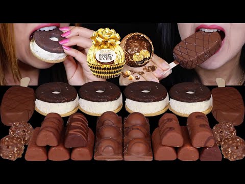 ASMR MINI DOVE ICE CREAM BARS, SALTED CARAMEL CHOCOLATE ICE CREAM SANDWICHES, FERRERO ROCHER 먹방