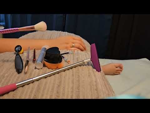 👋ASMR Hand Attention-Massage, Makeup Brushes and Scratcher Tool (Soft Spoken Whispers) w/Fan Sounds👋