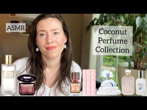 ASMR - My Coconut Perfume Collection - Glass Tapping and Soft Spoken - Subtle Coconut Fragrances