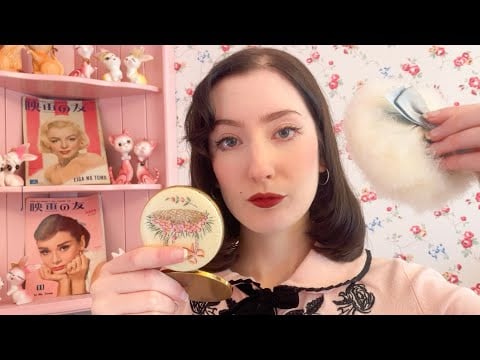 ASMR ~ vintage makeup show and tell ~ tingly tapping and slow whispers for sleep ☁️💋