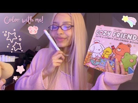 ASMR| Color with me "Cozy Friends" by Coco Wyo💫 using Ohuhu markers🧚🏽‍♀️