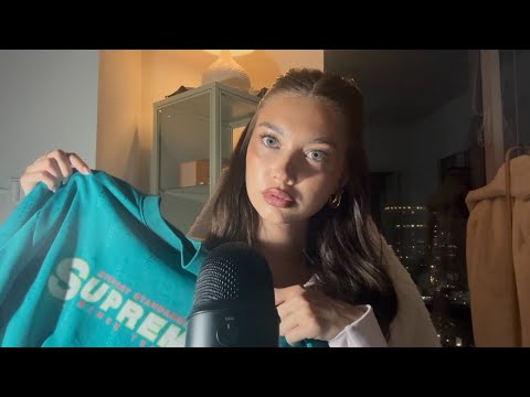 ASMR thrift haul | fabric scratching, repetition, whisper ramble, etc